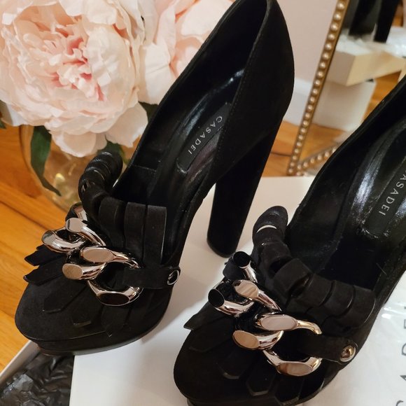 CASADEI Embellished  Platform Pumps In Black size 37 - Picture 7 of 16